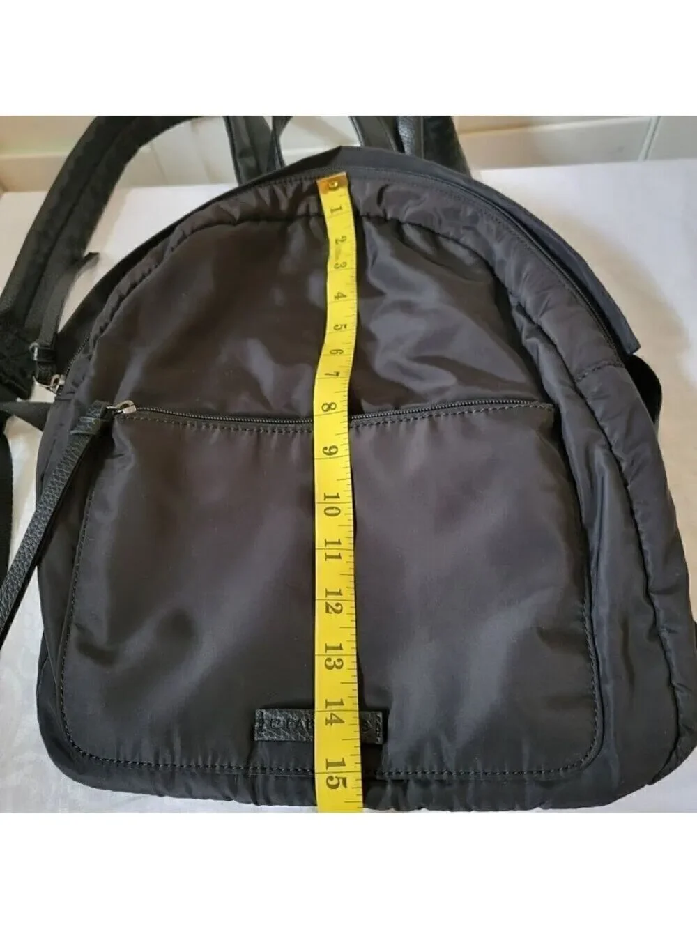 Fabletics Black Medium Size Backpack - Faux Leather Zipper Pulls, Handle, Straps
